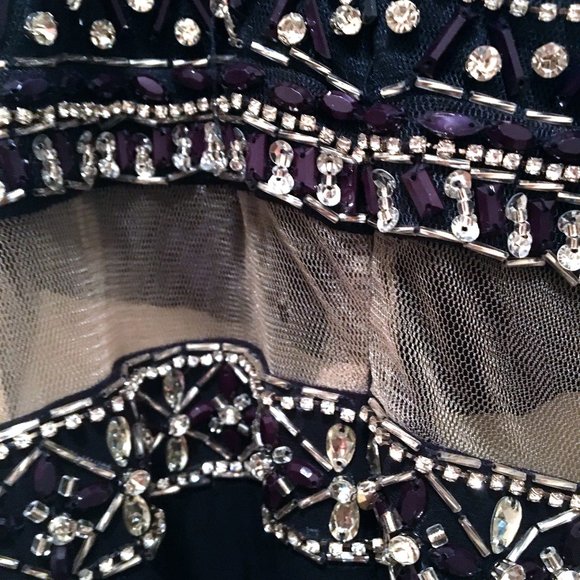 Coya Long Beaded Formal Blue Halter High Neck Keyhole Dress NWT $329 XS - Picture 14 of 14